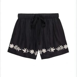The Great. Black Floral Embroidery Bonfire Shorts Size 2 / Medium